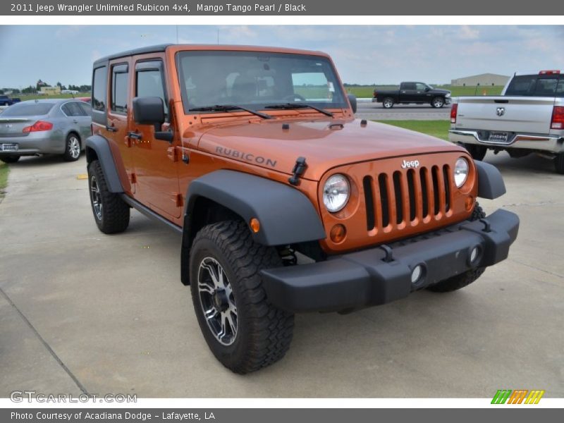 Mango Tango Pearl / Black 2011 Jeep Wrangler Unlimited Rubicon 4x4