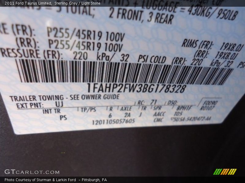 Sterling Grey / Light Stone 2011 Ford Taurus Limited