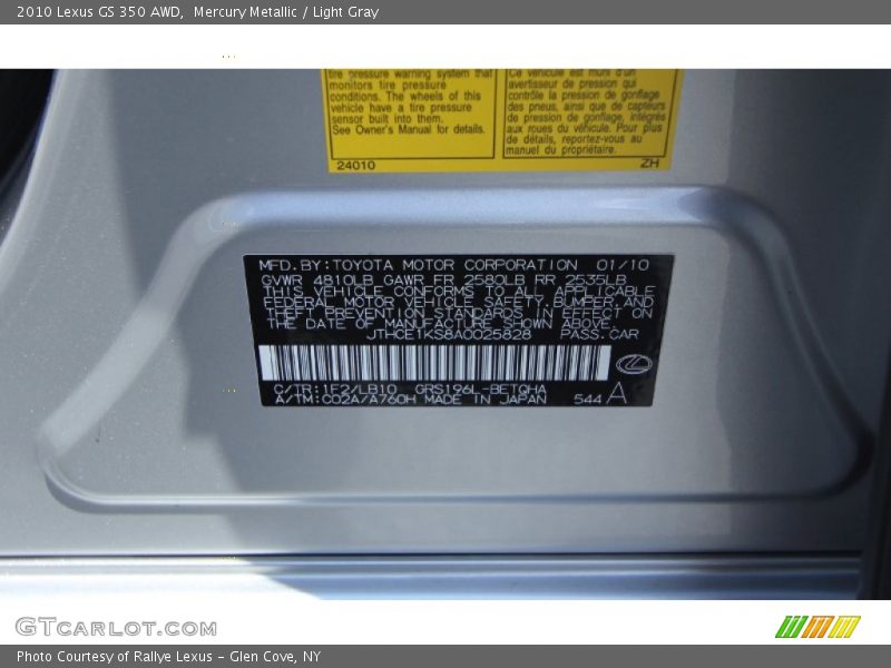 Mercury Metallic / Light Gray 2010 Lexus GS 350 AWD