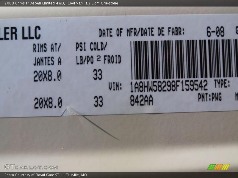 Cool Vanilla / Light Graystone 2008 Chrysler Aspen Limited 4WD