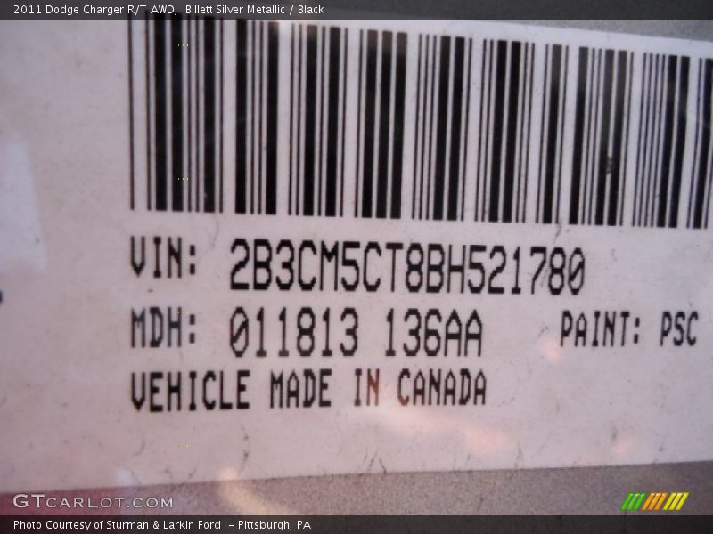 2011 Charger R/T AWD Billett Silver Metallic Color Code PSC