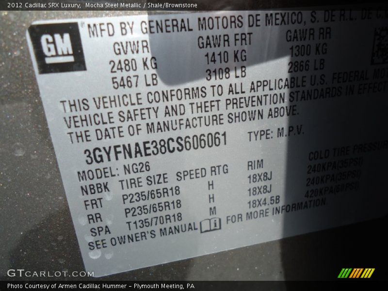 Mocha Steel Metallic / Shale/Brownstone 2012 Cadillac SRX Luxury