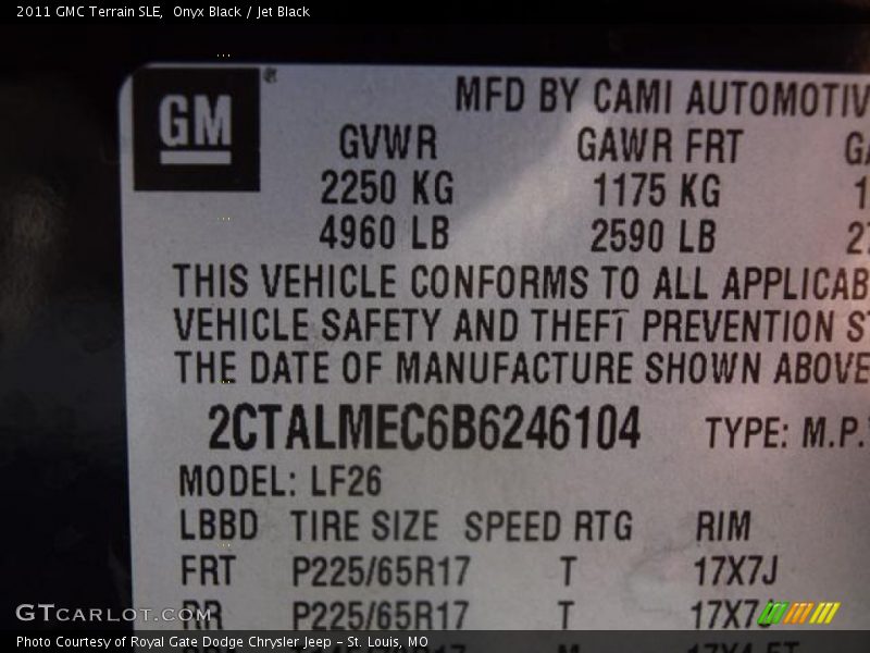 Onyx Black / Jet Black 2011 GMC Terrain SLE