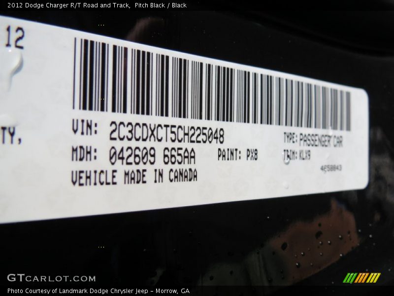 2012 Charger R/T Road and Track Pitch Black Color Code PX8