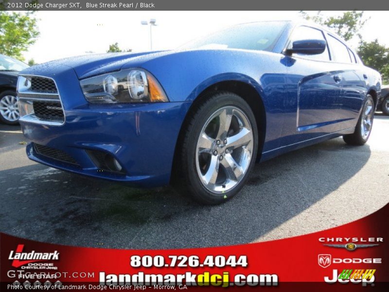 Blue Streak Pearl / Black 2012 Dodge Charger SXT