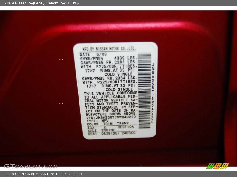 Venom Red / Gray 2009 Nissan Rogue SL