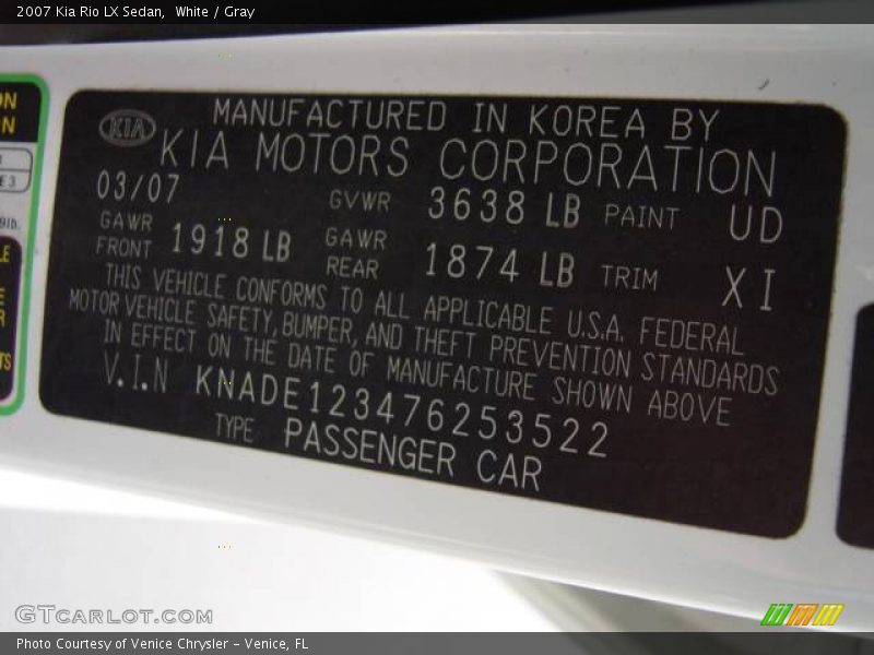 White / Gray 2007 Kia Rio LX Sedan