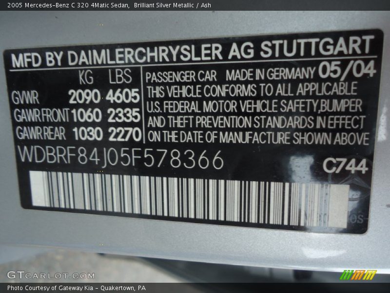 Brilliant Silver Metallic / Ash 2005 Mercedes-Benz C 320 4Matic Sedan