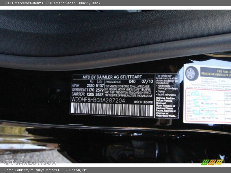 Black / Black 2011 Mercedes-Benz E 350 4Matic Sedan
