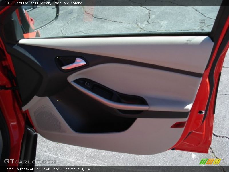 Race Red / Stone 2012 Ford Focus SEL Sedan