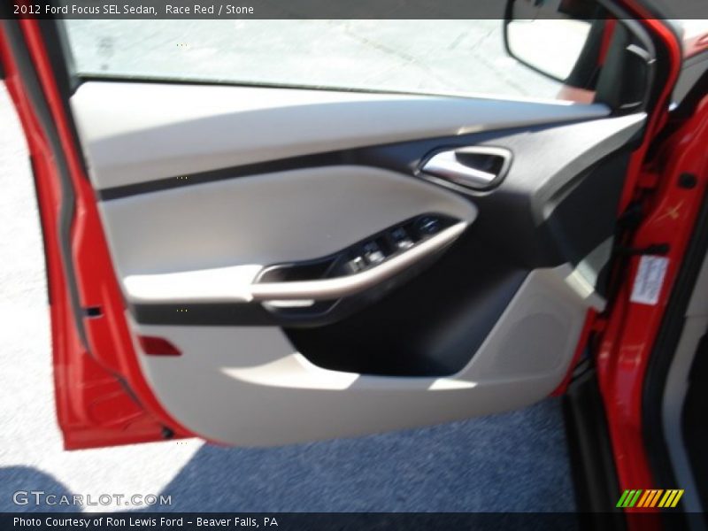 Race Red / Stone 2012 Ford Focus SEL Sedan