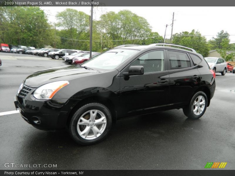 Wicked Black / Black/Red 2009 Nissan Rogue SL AWD