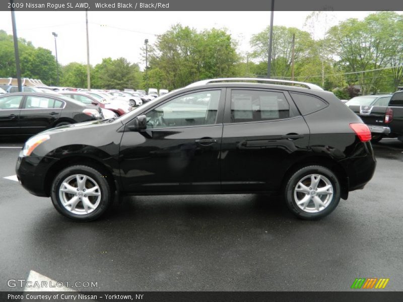 Wicked Black / Black/Red 2009 Nissan Rogue SL AWD
