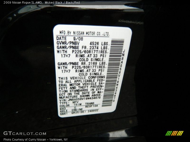 Wicked Black / Black/Red 2009 Nissan Rogue SL AWD