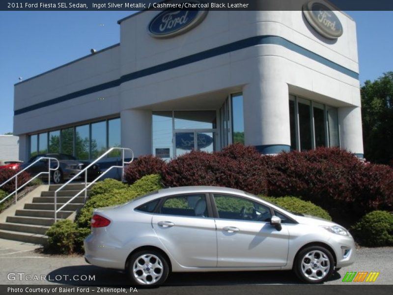 Ingot Silver Metallic / Cashmere/Charcoal Black Leather 2011 Ford Fiesta SEL Sedan