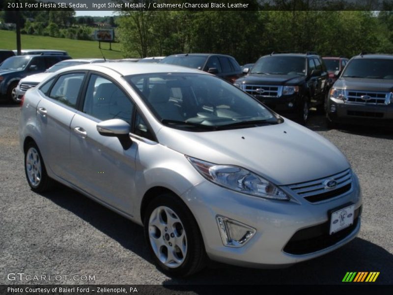 Ingot Silver Metallic / Cashmere/Charcoal Black Leather 2011 Ford Fiesta SEL Sedan