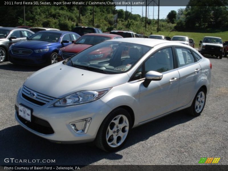 Ingot Silver Metallic / Cashmere/Charcoal Black Leather 2011 Ford Fiesta SEL Sedan