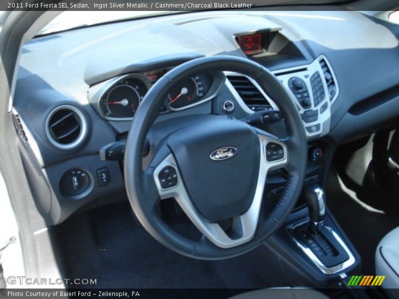 Ingot Silver Metallic / Cashmere/Charcoal Black Leather 2011 Ford Fiesta SEL Sedan