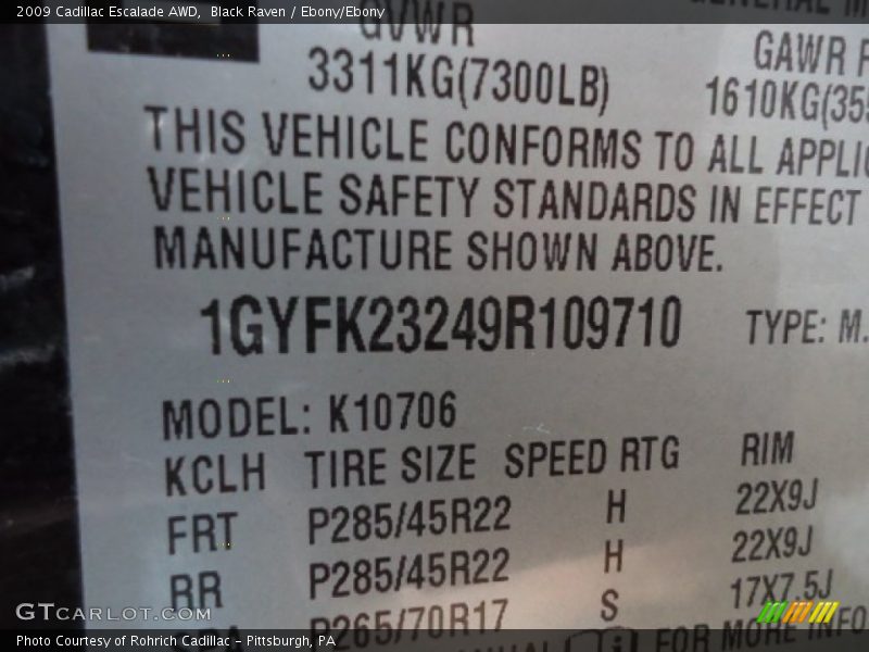 Black Raven / Ebony/Ebony 2009 Cadillac Escalade AWD