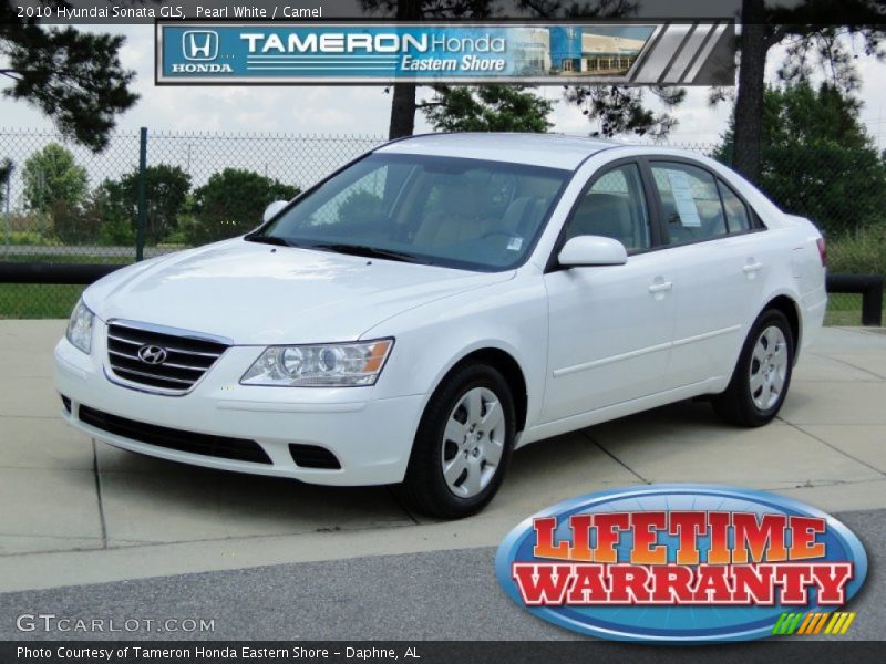 Pearl White / Camel 2010 Hyundai Sonata GLS