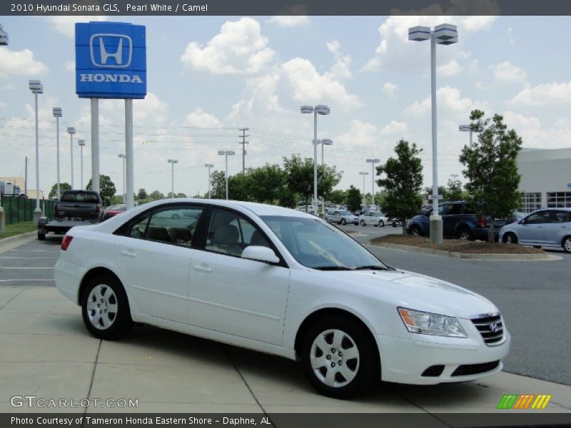 Pearl White / Camel 2010 Hyundai Sonata GLS