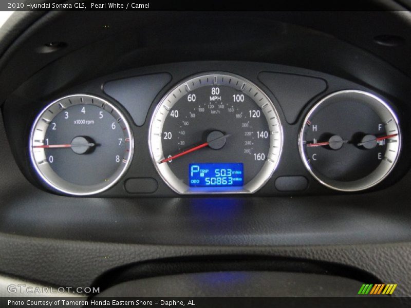 Pearl White / Camel 2010 Hyundai Sonata GLS