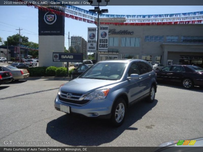 Glacier Blue Metallic / Gray 2010 Honda CR-V EX-L AWD