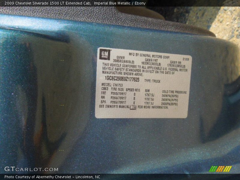Imperial Blue Metallic / Ebony 2009 Chevrolet Silverado 1500 LT Extended Cab