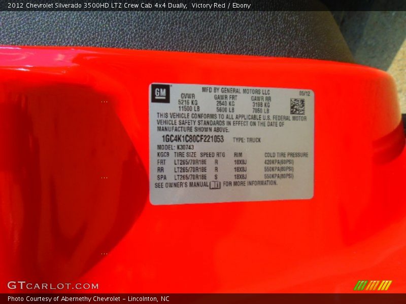 Victory Red / Ebony 2012 Chevrolet Silverado 3500HD LTZ Crew Cab 4x4 Dually