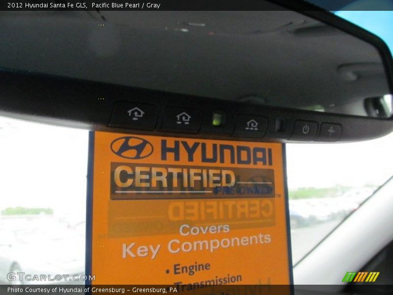 Pacific Blue Pearl / Gray 2012 Hyundai Santa Fe GLS
