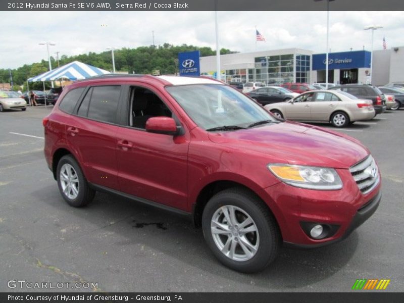 Sierra Red / Cocoa Black 2012 Hyundai Santa Fe SE V6 AWD