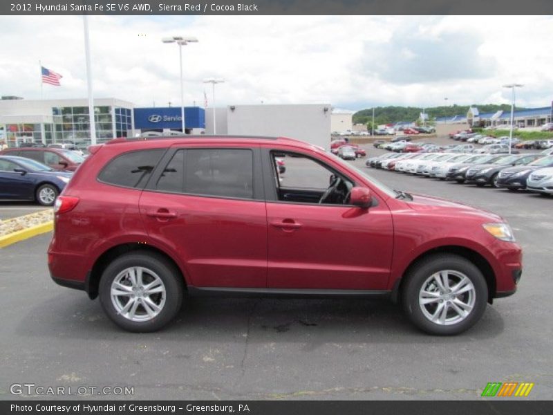 Sierra Red / Cocoa Black 2012 Hyundai Santa Fe SE V6 AWD