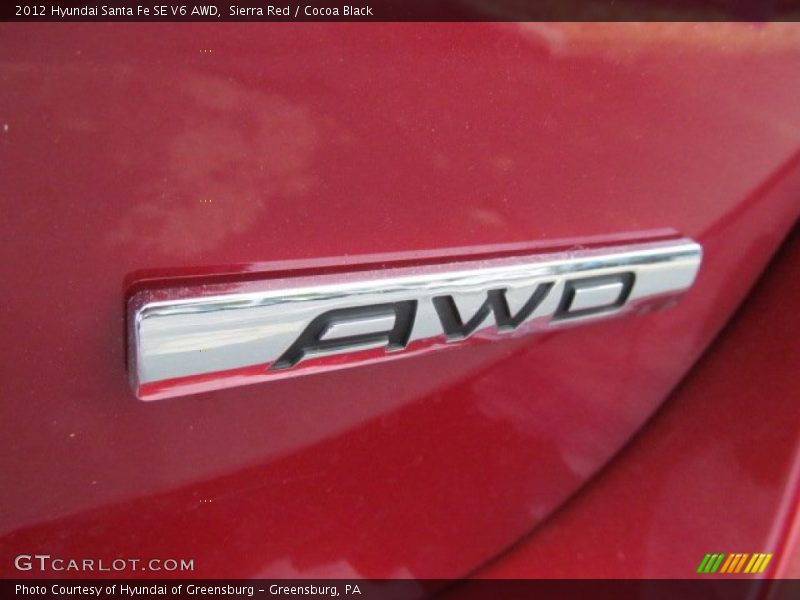 Sierra Red / Cocoa Black 2012 Hyundai Santa Fe SE V6 AWD