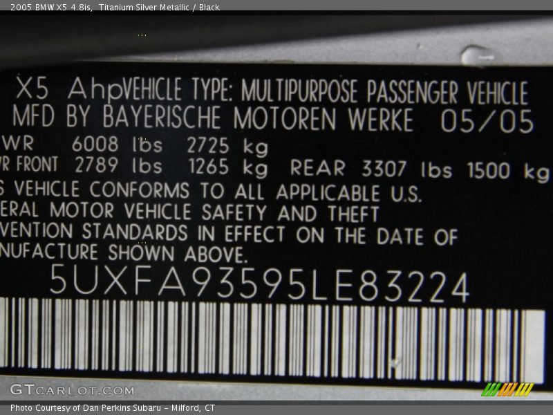Titanium Silver Metallic / Black 2005 BMW X5 4.8is