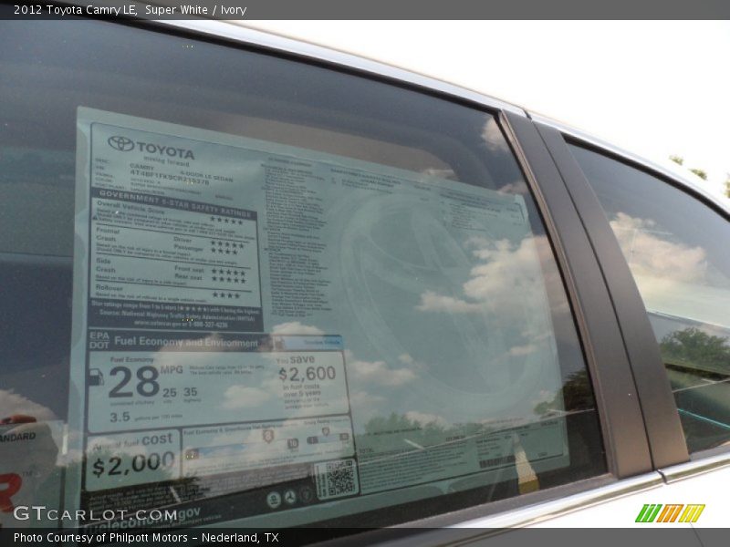 Super White / Ivory 2012 Toyota Camry LE