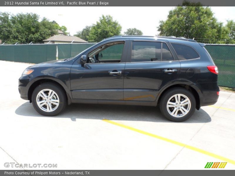Pacific Blue Pearl / Beige 2012 Hyundai Santa Fe Limited V6