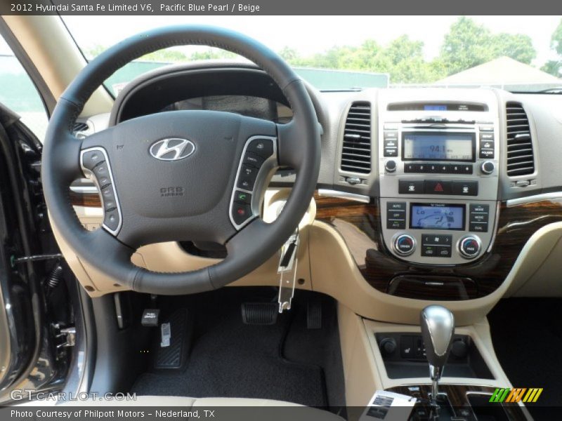 Pacific Blue Pearl / Beige 2012 Hyundai Santa Fe Limited V6