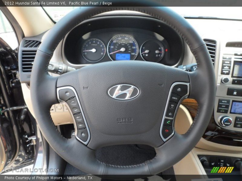 Pacific Blue Pearl / Beige 2012 Hyundai Santa Fe Limited V6