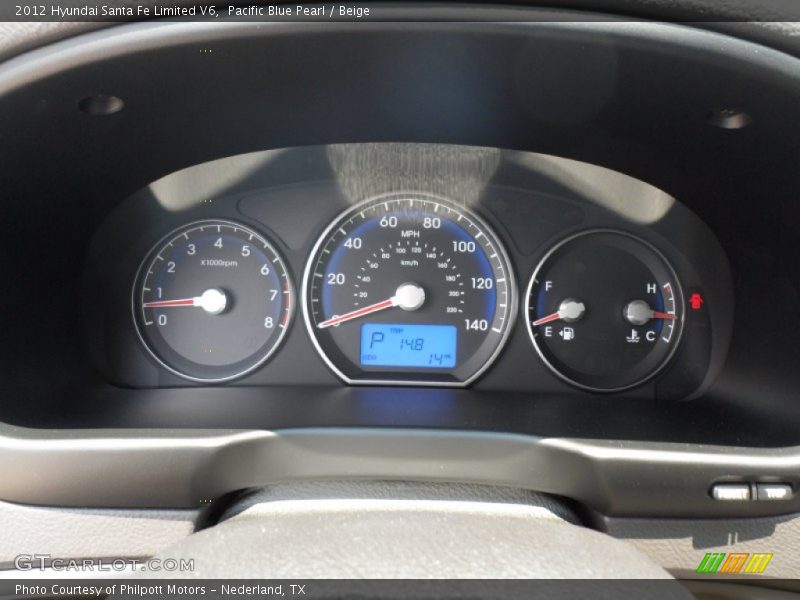 Pacific Blue Pearl / Beige 2012 Hyundai Santa Fe Limited V6