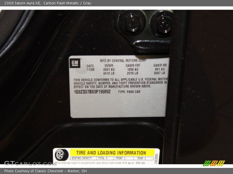 Carbon Flash Metallic / Gray 2009 Saturn Aura XE