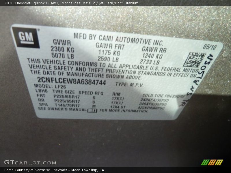 Mocha Steel Metallic / Jet Black/Light Titanium 2010 Chevrolet Equinox LS AWD