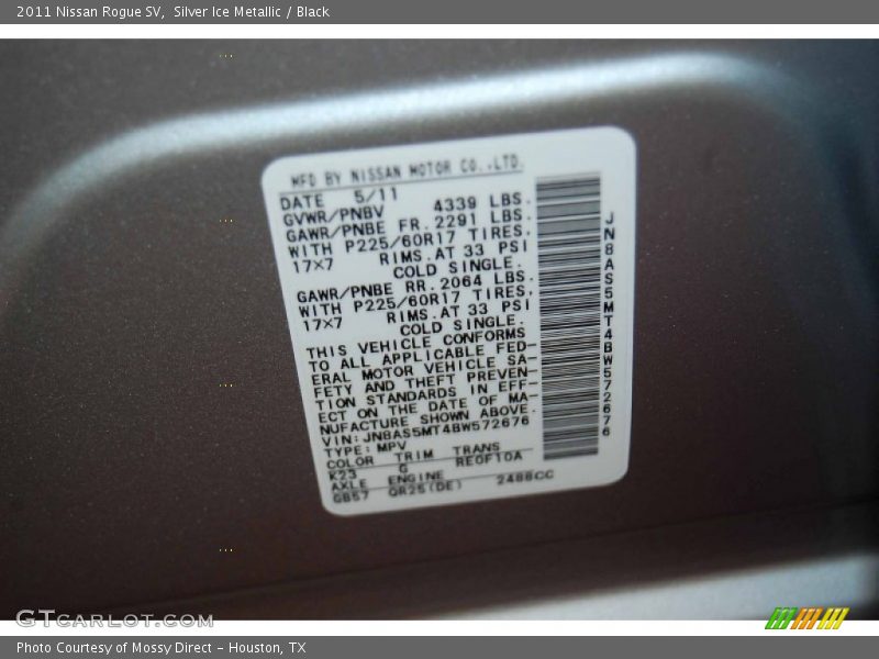Silver Ice Metallic / Black 2011 Nissan Rogue SV