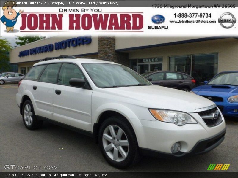 Satin White Pearl / Warm Ivory 2008 Subaru Outback 2.5i Wagon