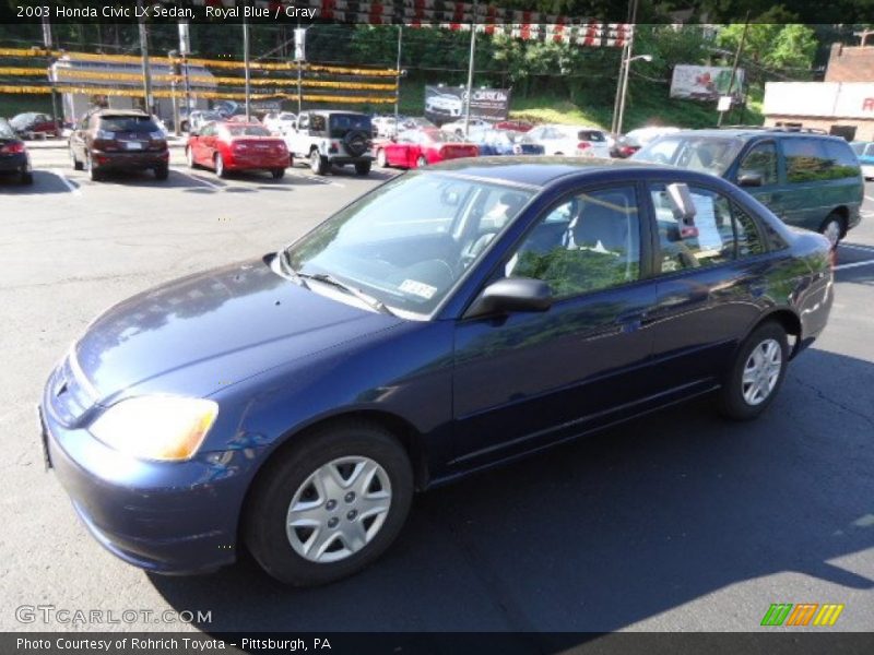 Royal Blue / Gray 2003 Honda Civic LX Sedan