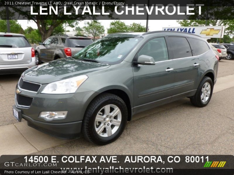 Steel Green Metallic / Ebony/Ebony 2011 Chevrolet Traverse LT AWD