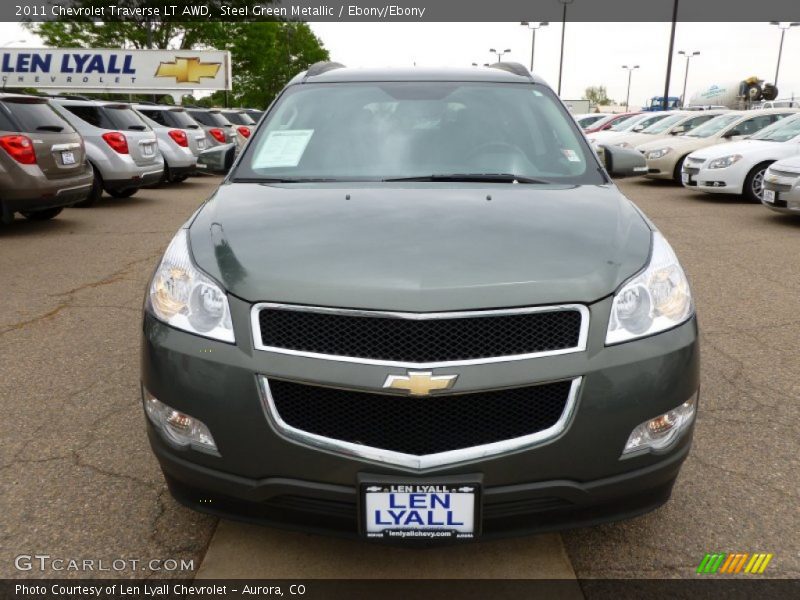 Steel Green Metallic / Ebony/Ebony 2011 Chevrolet Traverse LT AWD