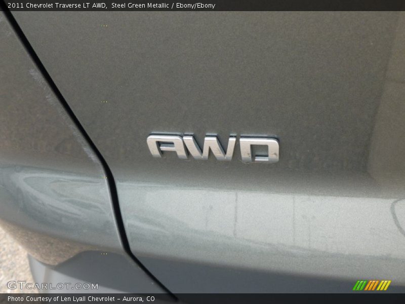 Steel Green Metallic / Ebony/Ebony 2011 Chevrolet Traverse LT AWD