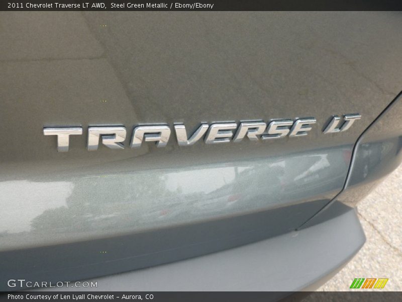 Steel Green Metallic / Ebony/Ebony 2011 Chevrolet Traverse LT AWD