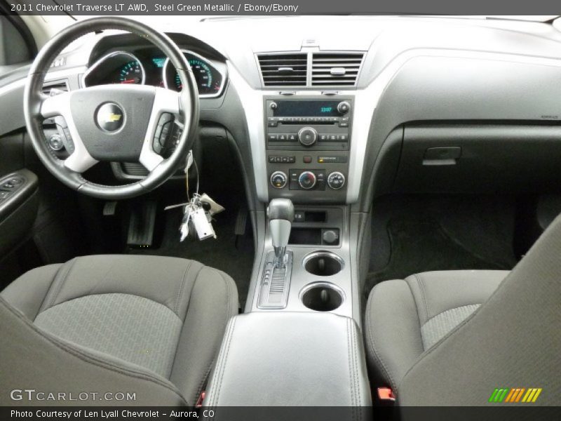 Steel Green Metallic / Ebony/Ebony 2011 Chevrolet Traverse LT AWD