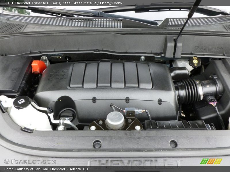 Steel Green Metallic / Ebony/Ebony 2011 Chevrolet Traverse LT AWD